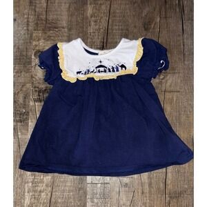 Marie Nicole Clothing Girls Navy Blue Nativity Embroidered Christmas Dress L(4)